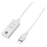 延長コード USB付 電源タップ AC×2個口 USB-A×2ポート   2m ホワイト H14022UWH YAZAWA 1個