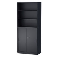 イトーキ サリダストレージ 3段(上段）引違い シリンダー錠 （下段）オープン　 ブラック 幅900×奥行450×高さ2136mm（取寄品）