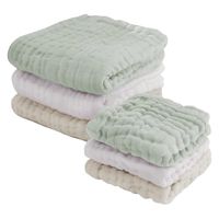 【kerata/ケラッタ】 沐浴ガーゼ セット 各大小1枚 グリーン＆ホワイト＆ベージュ 1セット（1袋（大3枚・小3枚）×2）