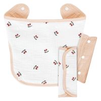 【kerata/ケラッタ】 イブル よだれカバー チェリー×くすみピンク ベルトカバー×2・胸当て×1　1セット（1袋×2）