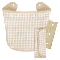 【kerata/ケラッタ】 イブル よだれカバー ベージュチェック×ベージュ ベルトカバー×2・胸当て×1　1セット（1袋×2）