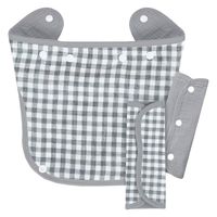 【kerata/ケラッタ】 イブル よだれカバー ブラックチェック×グレー ベルトカバー×2・胸当て×1　1セット（1袋×2）