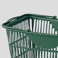 ストア・エキスプレス 買い物カゴ 28リットル ショッピングバスケット SWー28 ダークグリーン 6946-750 1セット(10個)（直送品）