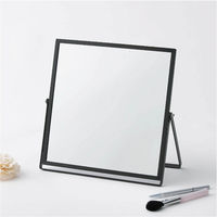 永井興産 アルミフレーム卓上ミラー スクエア（L）ブラック 幅270×奥行10×高さ265mm NK-248 1個