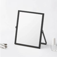永井興産 アルミフレーム卓上ミラー スクエア（S）ブラック 幅170×奥行10×高さ200mm NK-246 1セット（1個×2）