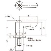 ミニクランプレバー 平座金組み込みタイプ・フラットタイプ(おねじ・ステンレス製) LHCMSーLW LHCMSー5ー20ーLW20ーOR（直送品）