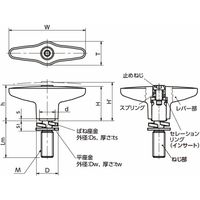 プラクランプレバー ばね座金組み込みタイプ(おねじ・ステンレス製) LUDMSーW LUDMSー67ー8ー63ーWーSG 1セット(2個)（直送品）