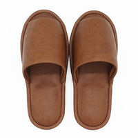 ラッキー産業 抗菌合皮レザー外縫いスリッパ ビニール 日本製 耐アルコール耐次亜塩素酸対応  LL ブラウン 1足