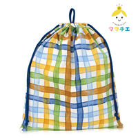 コッカ 巾着 大 チェック柄（青） CS-1298 1A 1個