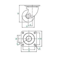 ユーエイ HSG型キャスター 自在車プレート式 径50mm 導電MCナイロン車輪 HSG-50MCE 1個 62-9775-51（直送品）