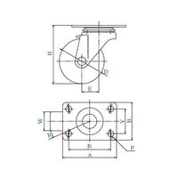 ユーエイ LHG型キャスター 自在車プレート式 径40mm ナイロン車輪(黒) LHG-40BN 1個 62-9775-62（直送品）