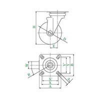ユーエイ J型キャスター 自在車プレート式 径130mm グレーゴム車輪(鋼板ホイル) WJ-130-G 1個 62-9776-53（直送品）