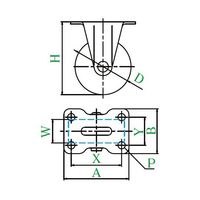 ユーエイ LR型キャスター 固定車プレート式 径50mm 導電ゴム車輪 LR-50RE 1個 62-9777-31（直送品）