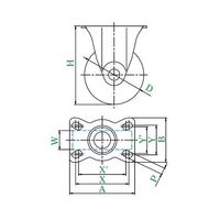 ユーエイ SK型キャスター 固定車プレート式 SK-125W 1個 62-9778-10（直送品）