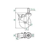 ユーエイ ST特殊型キャスター 自在車ねじ込み式(ダブルストッパー付) ST-75NUSW-1M16 40 1個 62-9793-96（直送品）