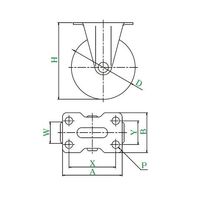 ユーエイ GR型キャスター 固定車プレート式 径38mm ナイロン車輪(黒) GR-38BN 1個 62-9783-12（直送品）