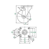ユーエイ J2K型キャスター 自在車(旋回固定式)プレート式 径150mm ウレタン車輪(ナイロンホイル) GUJ2K-150 1個（直送品）