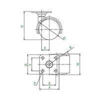ユーエイ P型キャスター 自在車プレート式双輪 PT-50G 1個 62-9789-05（直送品）