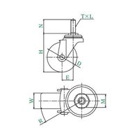 ユーエイ ST特殊型キャスター 自在車ねじ込み式 ST-100UHF(H132)M16 40 1個 62-9792-33（直送品）