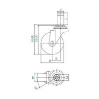 ユーエイ STF型キャスター 自在車ゴムパイプ差し込み式 STF-65EL 24 1個 62-9794-79（直送品）