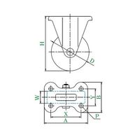 ユーエイ K型キャスター 固定車プレート式 径100mm 耐油ゴム車輪(鋼板ホイル) WOK-100 1個 62-9798-26（直送品）