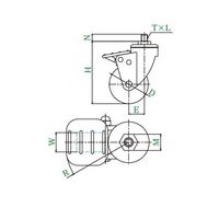 ユーエイ 樹脂キャスター型 自在車ねじ込み式(ダブルストッパー付) 樹脂キャスター 62-9799-73 1個（直送品）