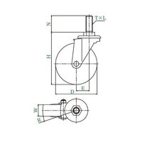 ユーエイ サイレンス型キャスター 自在車ねじ込み式 径100mm ゴム車輪(ナイロンホイル) SFHT-100NRBM16 40 1個（直送品）