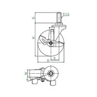 サイレンス型キャスター 自在車ねじ込み式(ストッパー付) 径100mm エラストマー車輪 SFHT-100SELDSM16 40 1個（直送品）