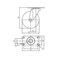 ユーエイ サイレンス型キャスター 自在車プレート式 SFHG-100NRB 1個 62-9798-94（直送品）