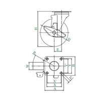 ユーエイ サイレンス型キャスター 自在車プレート式(ストッパー付) NRJ2F-130S 1個 62-9799-02（直送品）