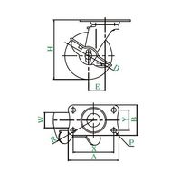 ユーエイ EーS型キャスター 自在車プレート式(ストッパー付) E-50RES 1個 62-9774-88（直送品）