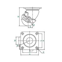 ユーエイ HGーS型キャスター 自在車プレート式(ストッパー付) HG-50MCES 1個 62-9775-36（直送品）