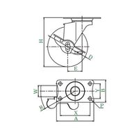 ユーエイ SUSーEーS型キャスター 自在車プレート式(ストッパー付) 径50mm ゴム車輪 SUS-E-50RS 1個（直送品）