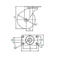ユーエイ SUSーE型キャスター 自在車プレート式 径65mm ゴム車輪 SUS-E-65RH 1個 62-9778-58（直送品）