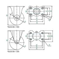 ユーエイ SUSーSK型キャスター 固定車プレート式 SUS-SK-100NR 1個 62-9779-80（直送品）