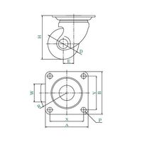 ユーエイ CALーUHG型キャスター 自在車プレート式 径75mm 導電MCナイロン車輪 CAL-UHG-75MCE 1個（直送品）