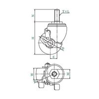 ユーエイ HTーS型キャスター 自在車ねじ込み式(ストッパー付) HT-65MCESM20 40 1個 62-9784-14（直送品）
