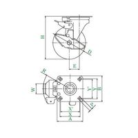 ユーエイ J2KーS型キャスター 自在車(旋回固定式)プレート式(ストッパー付) MCBJ2K-130S 1個 62-9784-64（直送品）