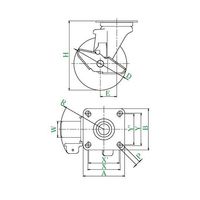 ユーエイ J2ーS型キャスター 自在車プレート式(ストッパー付) 径150mm MCナイロン車輪 MCBJ2-150S 1個（直送品）