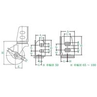 ユーエイ SAーS型キャスター 自在車アングル式(ストッパー付) SA-75NRS 1個 62-9789-73（直送品）