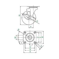 ユーエイ SJーS型キャスター 自在車プレート式(ストッパー付) SJ-125WES 1個 62-9790-74（直送品）