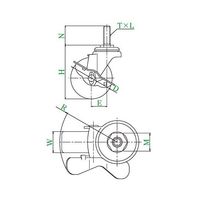 ユーエイ STーS型キャスター 自在車ねじ込み式(ストッパー付) ST-50ELSM16 40 1個 62-9792-69（直送品）