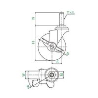ユーエイ SUSーETーS型キャスター 自在車ねじ込み式(ストッパー付) SUS-ET-100NSM12 35 1個 62-9795-87（直送品）