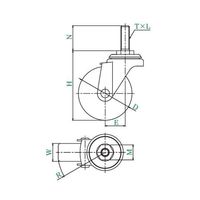 ユーエイ SUSーST型キャスター 自在車ねじ込み式 SUS-ST-65RHM16 40 1個 62-9796-89（直送品）