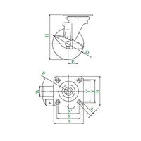 ユーエイ JーS型キャスター 自在車プレート式(ストッパー付) 径130mm 導電ゴム車輪(鋼板ホイル) WEJ-130S 1個（直送品）