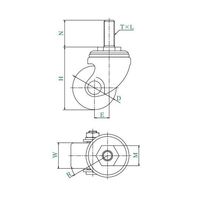 ユーエイ HT型キャスター 自在車ねじ込み式 HT-75AUM16 40 1個 62-9784-43（直送品）