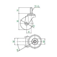 ユーエイ ST型キャスター 自在車ねじ込み式 ST-65BNUNF1/2 25 1個 62-9792-98（直送品）