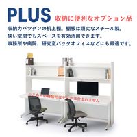 プラス スチールOAデスク フラットライン＋(プラス) 片袖机 ミディアムウッド天板/ブラック脚 幅1000×奥行700×高さ720ｍｍ 1台(2梱包)