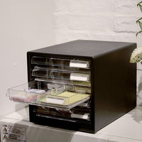 プラス　レターケース　仕切り板付き　浅型５段　ブラック