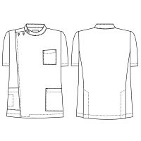 ナガイレーベン 男子横掛半袖 （医務衣 ケーシージャケット） 医療白衣 ネイビー L KES-5167